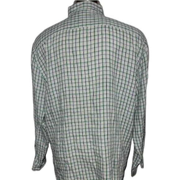 Report Collection Men's shirt XXL Blue Green checkered 100% linen long sleeve - Picture 5 of 11